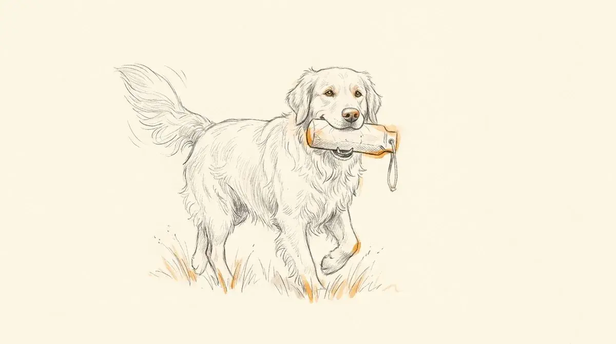 Hund apportiert freudig einen Trainingsdummy über die Wiese — Dummytraining der Hundeschule Willenskraft in Tulln & der Donauregion